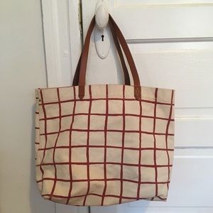 Madewell canvas tote with leather straps